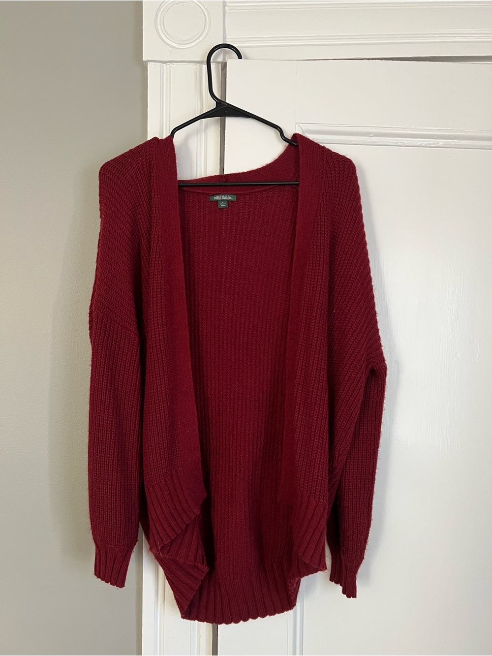 wild fable Maroon Open-Front Knit Cardigan